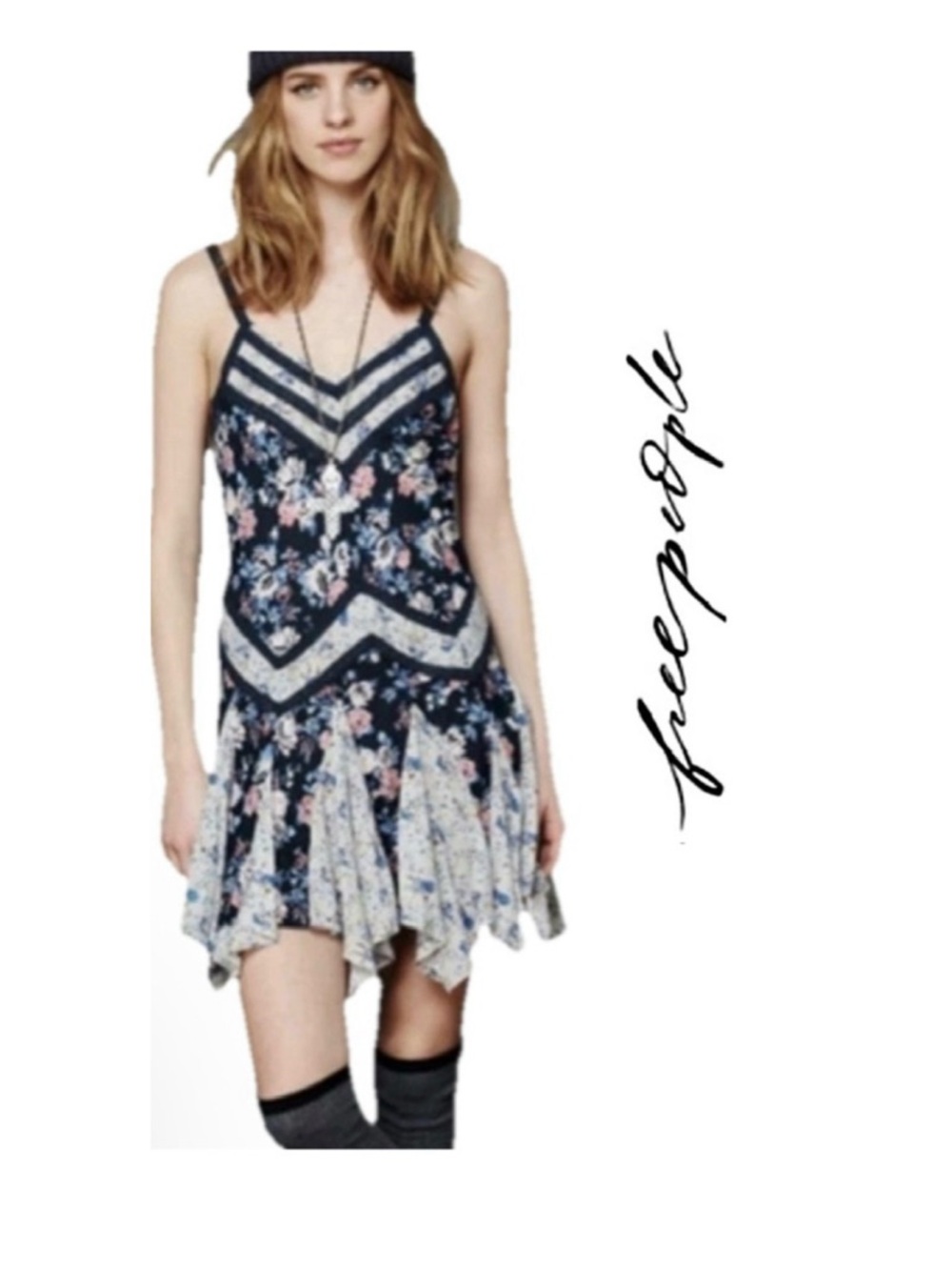 🪻🥀 Vintage Free People "In and Out" Mixed Print Slip Dress / Beach Cover Up (XS)